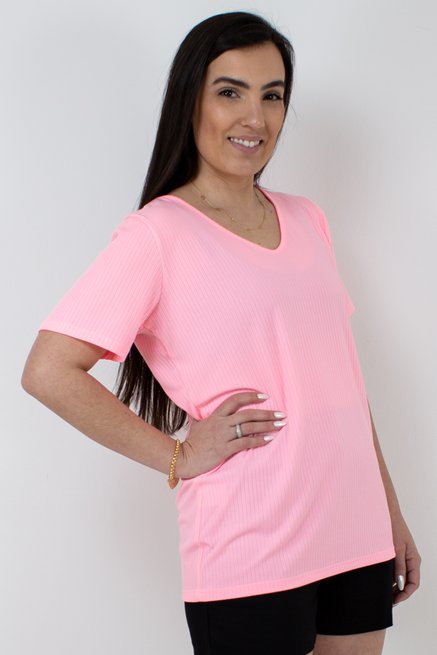 Meia Túnica Manoela Manga Curta Rosa Neon