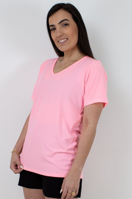 Meia Túnica Manoela Manga Curta Rosa Neon