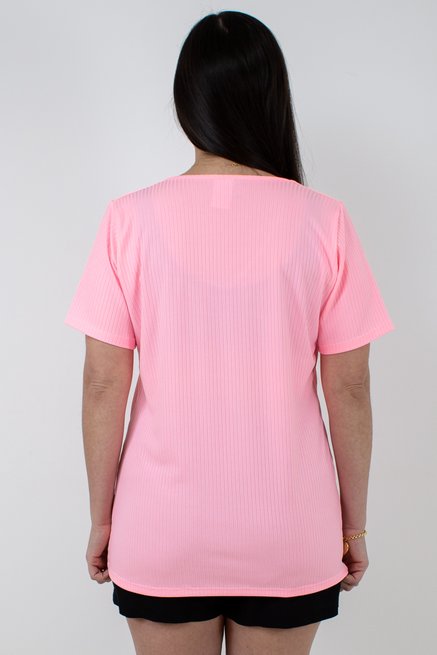 Meia Túnica Manoela Manga Curta Rosa Neon