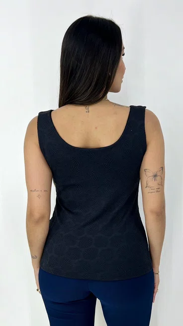 Regata Feminina com Bojo Lisa Preta