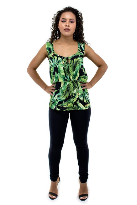 Regata Gota Viscolycra  Estampa Floral Verde