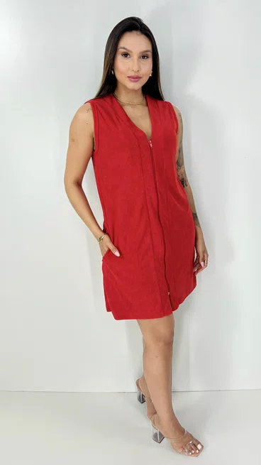 Saída de Banho Roupão Lucia Vermelho Liso