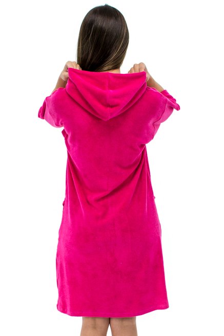 Saída de Banho Roupão Sofia Liso Rosa Capuz