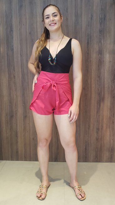 Shorts Envelope Tactel Liso Rosa Pink