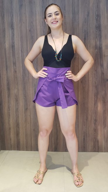 Shorts Envelope Tactel Liso Roxo