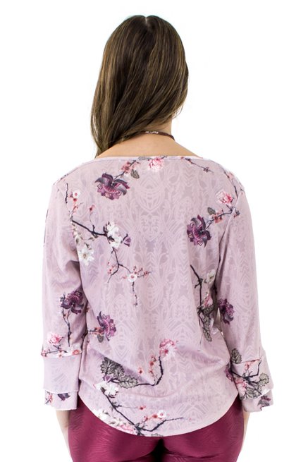 Tuniquete Manga 7/8 Estampa Floral Rose