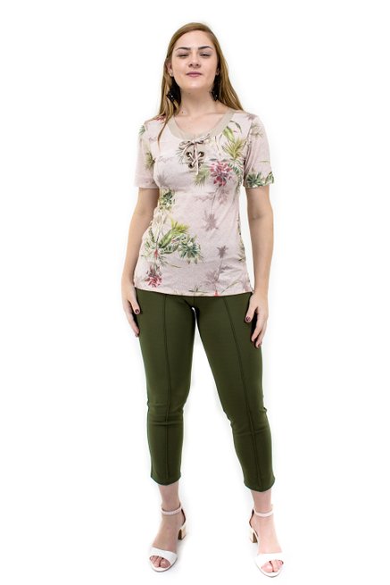 Tuniquete Manga Curta Ilhós Malha Jersey Estampa Floral Nude