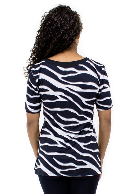 Tuniquete Manga Curta Ilhós Malha Jersey Estampa Zebra