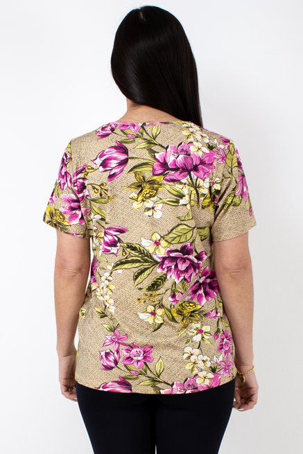 Tuniquete Manga Curta Viscolycra Estampa Floral