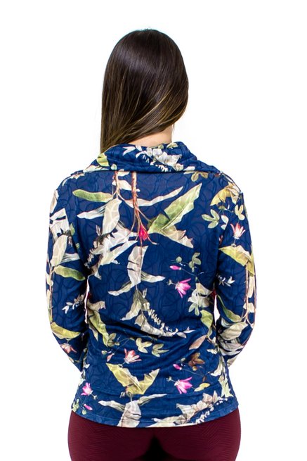 Tuniquete Manga Longa Estampa Floral Azul
