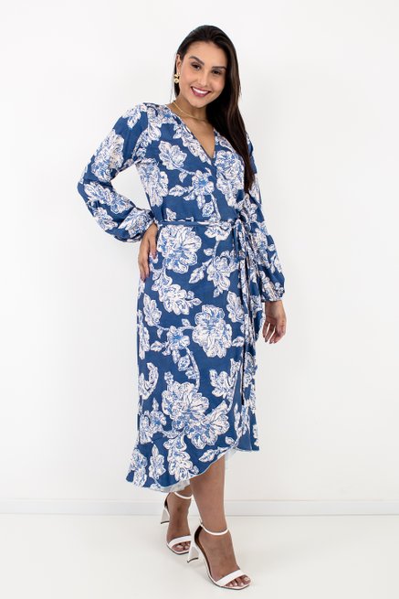 Vestido Feminino Envelope Estampa Floral