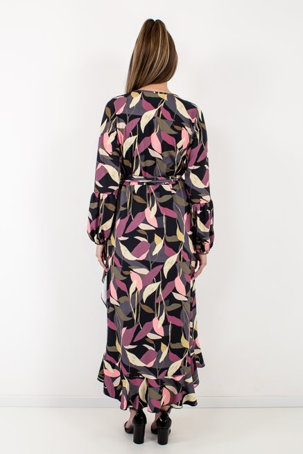 Vestido Feminino Envelope Estampa Folhas