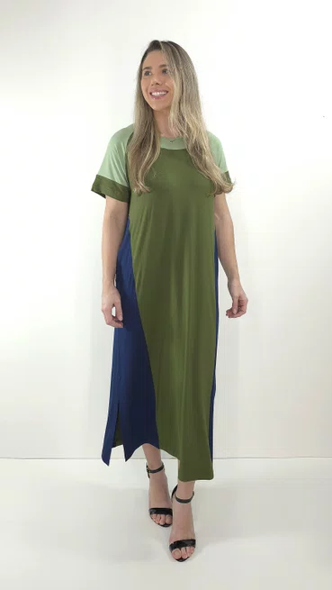 Vestido Loyva Marinho e Verde