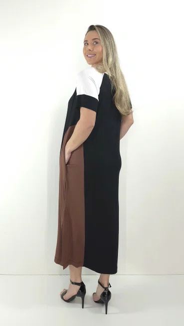 Vestido Loyva Marrom e Preto