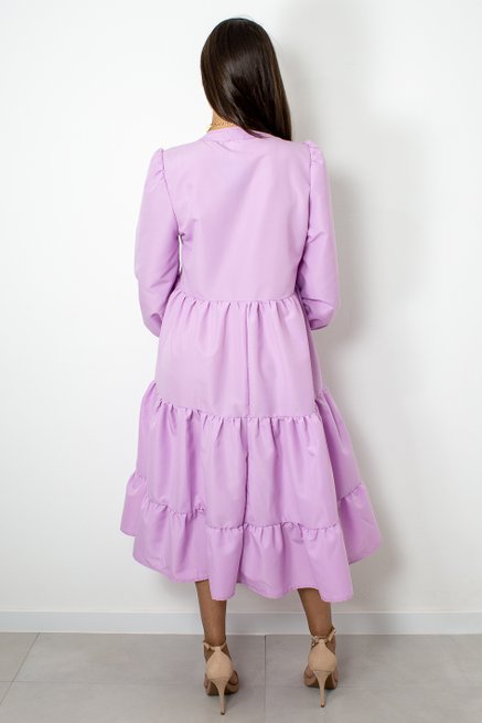 Vestido Manga Longa Marias Liso Lilás