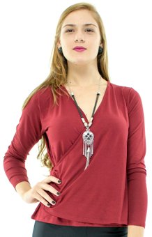 Tuniquete Manga Longa Transpassada Vermelha Lisa