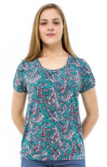 Tuniquete Manga Curta Marinheiro Estampa Floral Verde