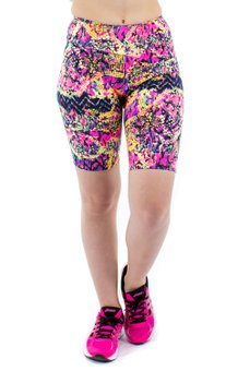 Bermuda Suplex Proteção UV50+ Estampa Abstrata Rosa e Amarelo