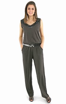 Macacão Sonia Regata Viscolycra Lisa Marrom