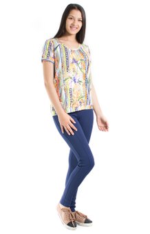 Tuniquete Manga Curta Marinheiro Estampa Floral Bege