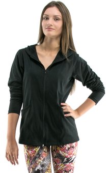 Jaqueta Fitness Peluciada Lisa Preta