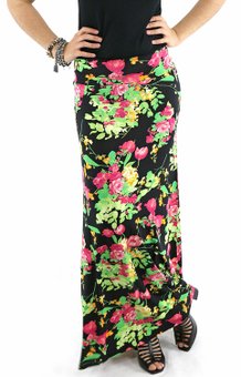 Saia Longa Viscolycra Estampa Floral