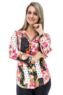 Camisete Manga 7/8 Dora Estampa Patchwork