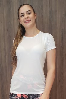 Baby Look Fitness Manga Curta DryFit Ultracool UVPro Lisa Branca
