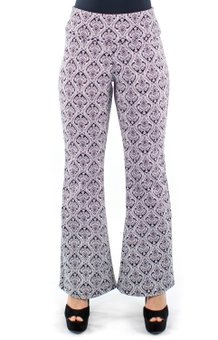 Calça Montaria Flare Estampa Geométrica Preto e Branco