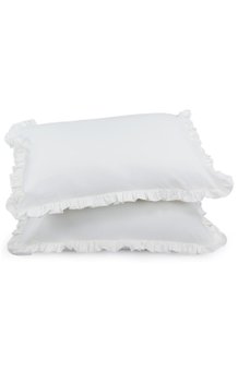 Fronha Malha com Babado Lisa Branca (Par)