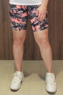 Bermuda Suplex Proteção UV50+ Estampa Abstrata Preta e Laranja