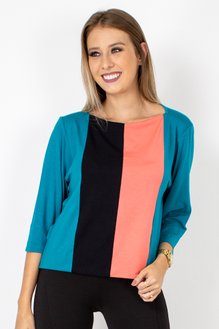 Blusa Cropped Luiza Manga ¾ Viscolycra