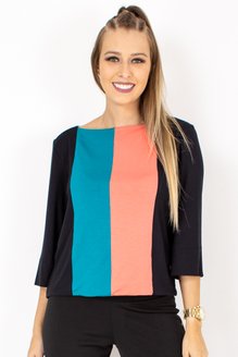 Blusa Cropped Luiza Manga ¾ Viscolycra
