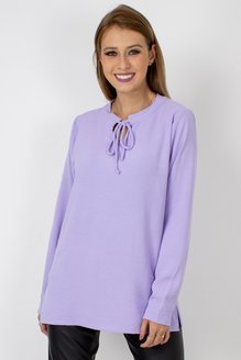 Blusa Feminina Célia Manga Longa Tencel Lisa Lilás