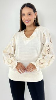 Blusa Feminina Manga Bordada