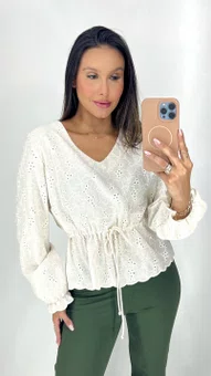Blusa Feminina Manga Longa Parka Bege