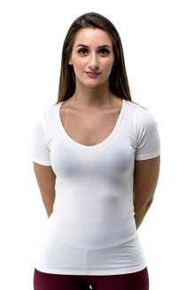 Blusa Manga Curta Básica Rute Viscolycra Lisa Branca