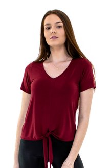 Blusa Manga Curta Cropped Lisa Bordô