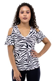 Blusa Manga Curta Viscolycra Estampa Zebra
