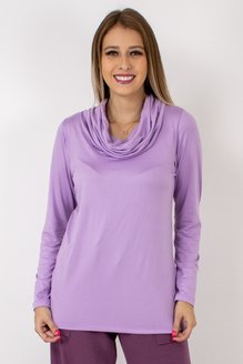 Blusa Manga Longa Feminina Gola Alta Camurça