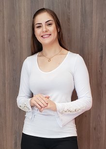 Blusa Manga Longa Guipir Lisa Branca