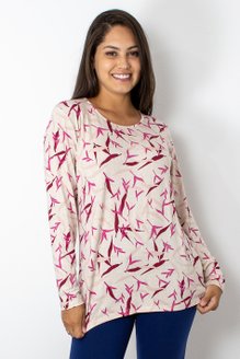 Blusa Manga Longa Meia Túnica Estampa Abstrata