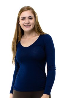 Blusa Manga Longa Viscolycra Lisa Azul Marinho