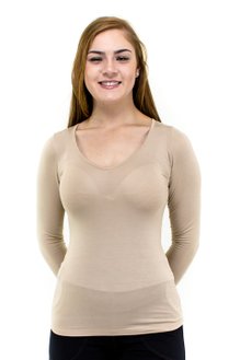 Blusa Manga Longa Viscolycra Lisa Nude