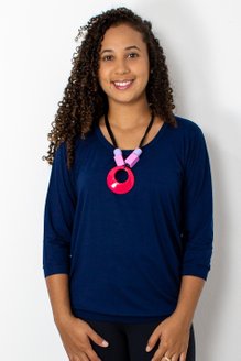 Blusa Marinheiro Manga ¾  Viscolycra Lisa Azul Marinho