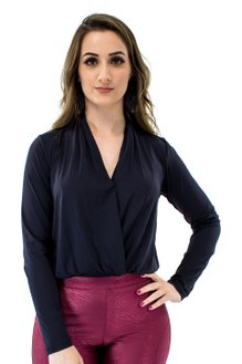 Body Manga Longa Liso Preto