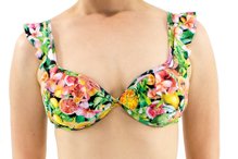 Bustiê Biquíni Bojo Babado Estampa Frutas Tropicais