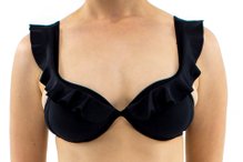 Bustiê Biquíni Bojo Babado Liso Preto