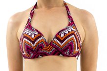 Bustiê Biquíni Bojo Frente Única Estampa Geométrica Rosa