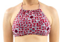 Bustiê Cropped Bojo Estampa Geométrica Vermelho